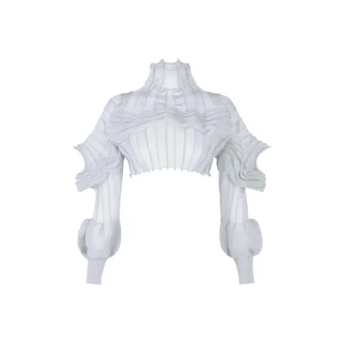 ISSEY MIYAKE Crop Tops Women's Gray