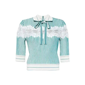 ELIE SAAB Embroidered Knit Cropped Top