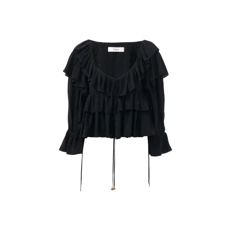 Chloé Ruffled Cropped Blouse-0