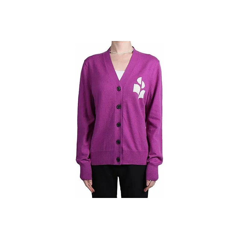 ISABEL MARANT Karin Logo Intarsia Knitted Cardigan-0