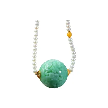 Xiao Tian Ice Glutinous Jadeite Fortune Bead Collarbone Chain Necklace Women's