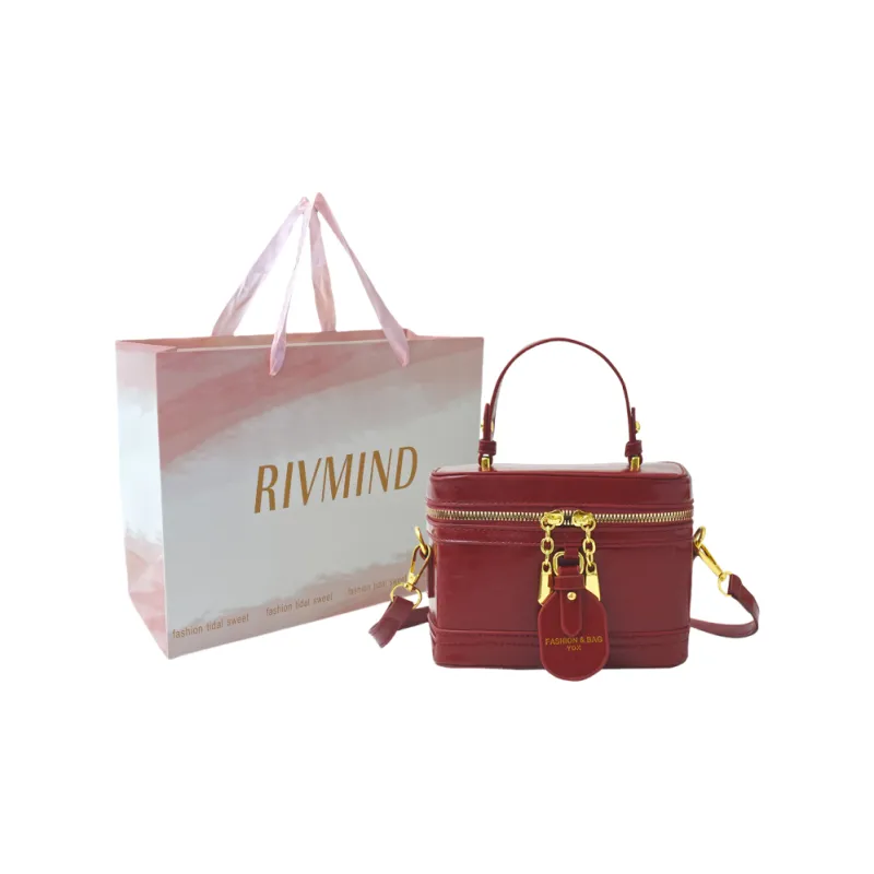 RIVMIND PU One Shoulder Handbag Women's Beige/Burgundy/Coffee/Black-6