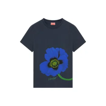 KENZO Poppy Flower Series T Shirts Women's Dark Blue