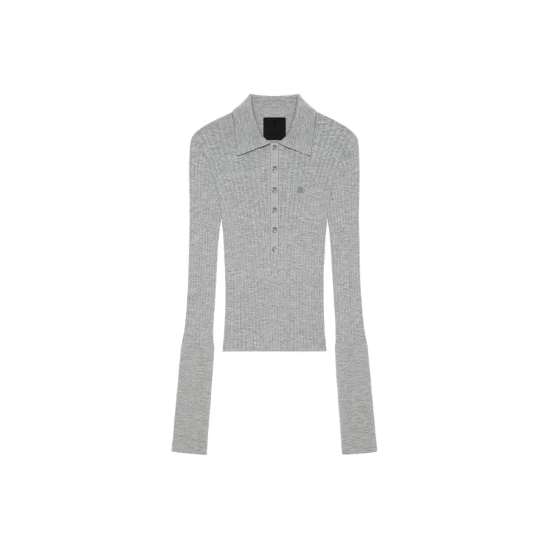 Givenchy Long Sleeve Polo 'Heather Grey'-0