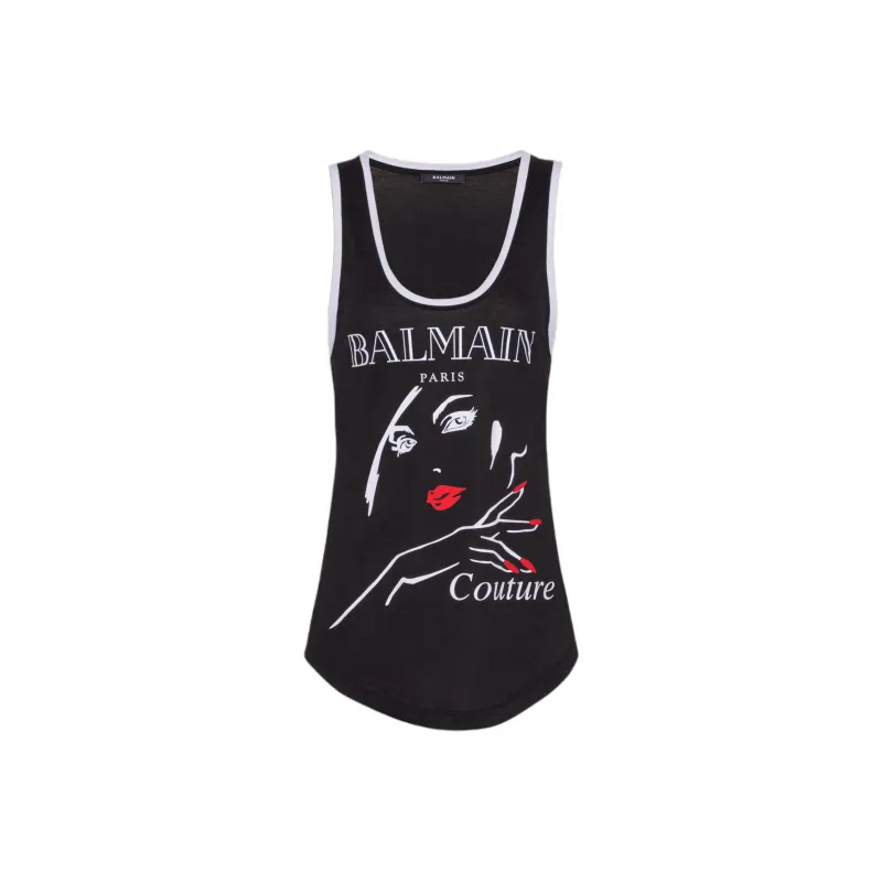 BALMAIN Graphic print Tank Topi-0