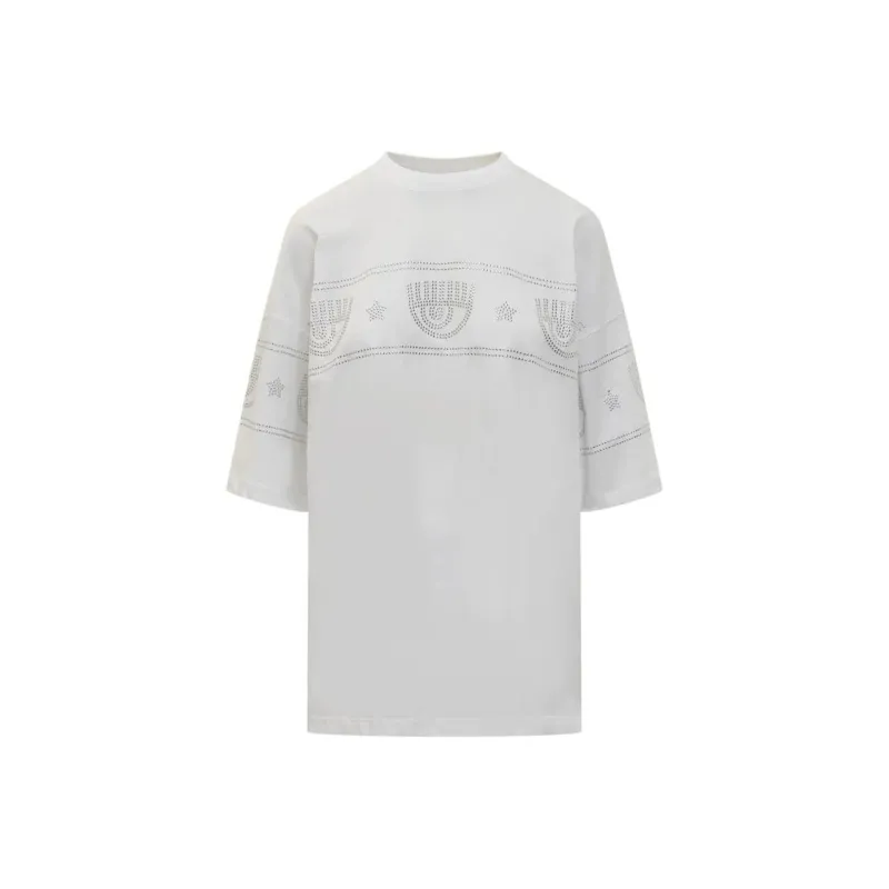 CHIARA FERRAGNI Logo Studded Crewneck T Shirt-0