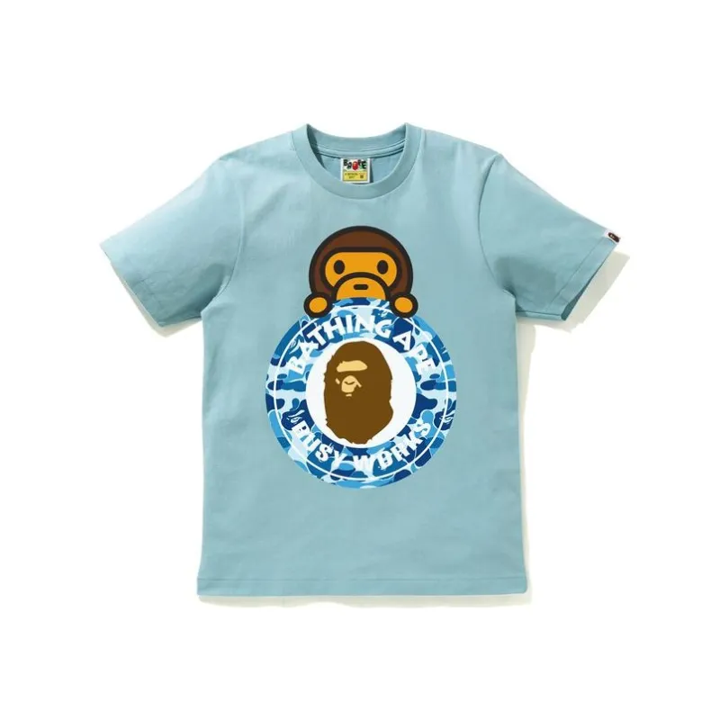 Bape Abc Camo Milo Busy Works Tee Sax/Blue-0