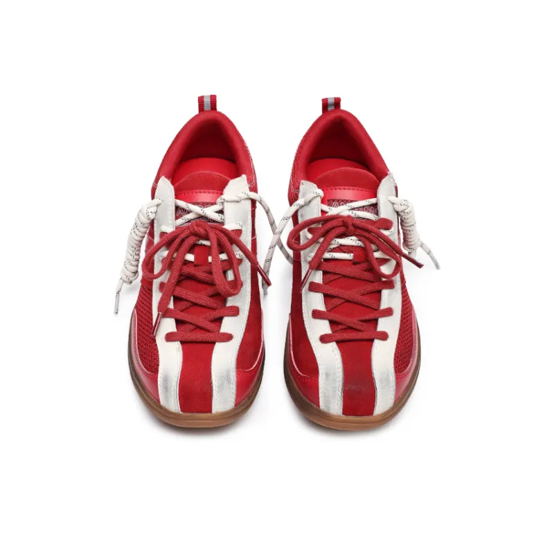 Angelmi Abrasion Resistant Slip Resistant Low Top Casual Shoes Unisex Red-3