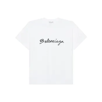 Balenciaga Women's Script Logo T shirt White/Black