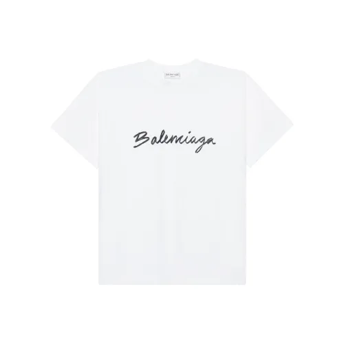 Balenciaga Women's Script Logo T shirt White/Black