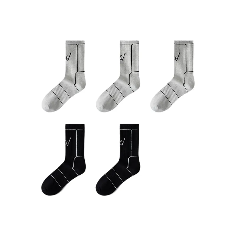H YXIANG Mid Calf Socks Unisex 5 Pack-20
