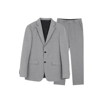 FIRS Business Suits Men's Light Gray Plaid