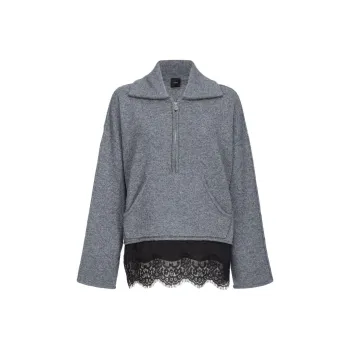 PINKO Half Zip Lace Trim Jumper