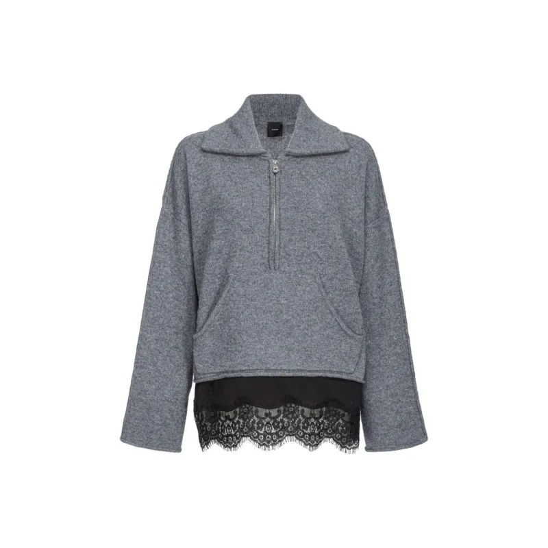 PINKO Half Zip Lace Trim Jumper-0