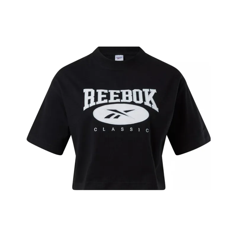 Reebok CL AE BIG LOGO CROP TEE T-Shirt Women's Black-0