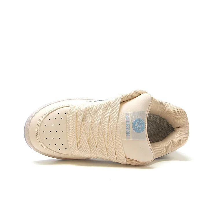 STUR YSN Wear resistant And Lightweight Low Top Skateboard Shoes Women's Light Blue White-4