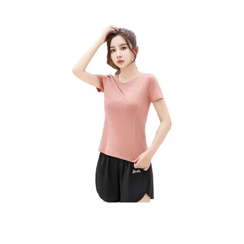 Barbie Yoga T Shirts Women's Peach Pink