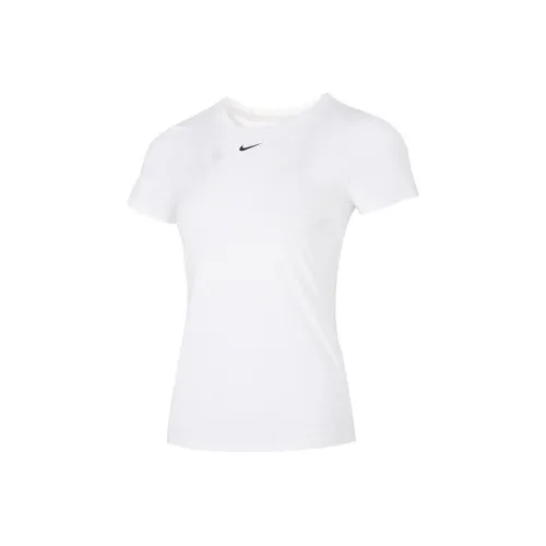 Nike Women'ss Dri FIT One Sporty Fitted Crewneck T Shirt White