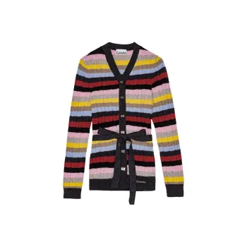 GANNI Stripe Belt Cardigan
