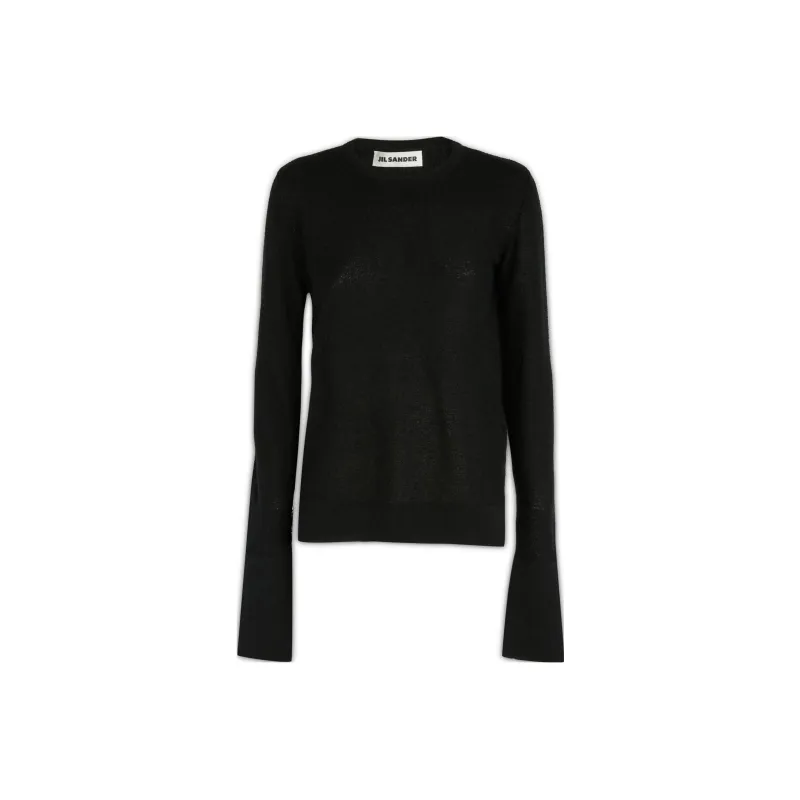 JIL SANDER Slit Cuff Detailed Crewneck Knitted Jumper-0