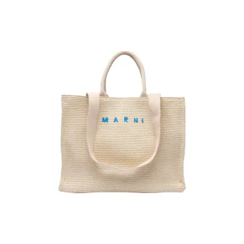 MARNI Logo Embroidered Woven Tote Bag