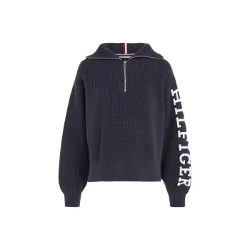 Tommy Hilfiger Half Zip Relaxed Fit Jumper Sweater Women's Marine Blue
