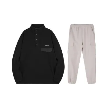 Tectop Casual Sportswear Unisex Two-Piece Set China Red/Classic Black