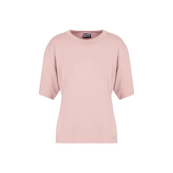 EMPORIO ARMANI EA7 Drop Shoulder Sleeve T Shirt Women's Pink