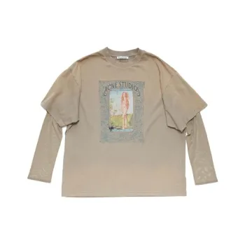Acne Studios FW23 Drop Shoulder Sleeve T Shirt Women's Mud