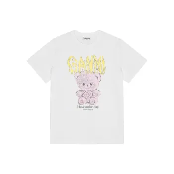 GANNI Logo Printed Crewneck T Shirt