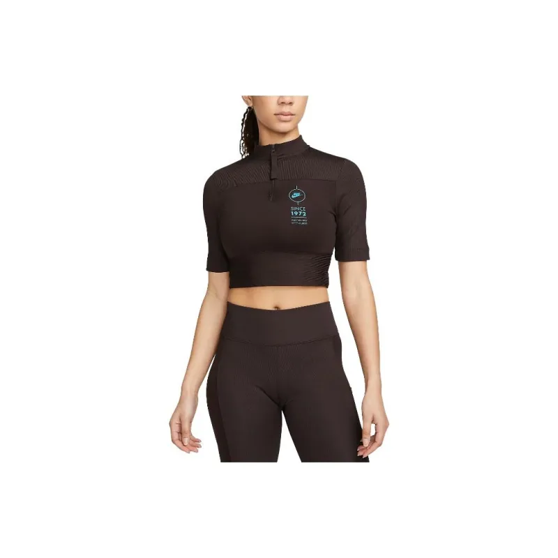 Nike Crop Tops Women's Dark Brown-0