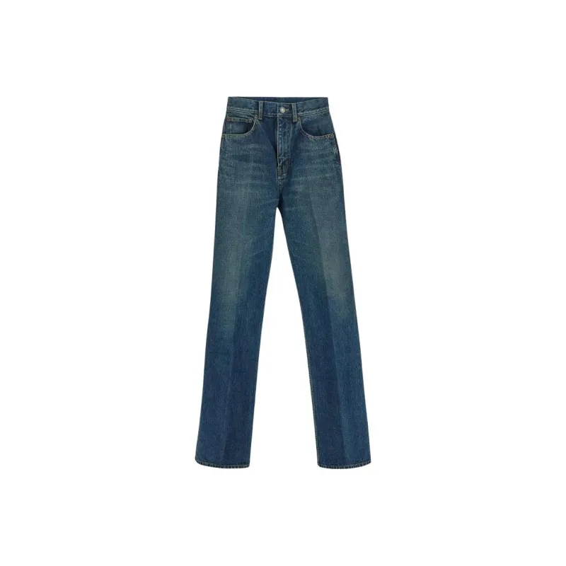 SAINT LAURENT Logo Patch Straight Leg Jeans-1