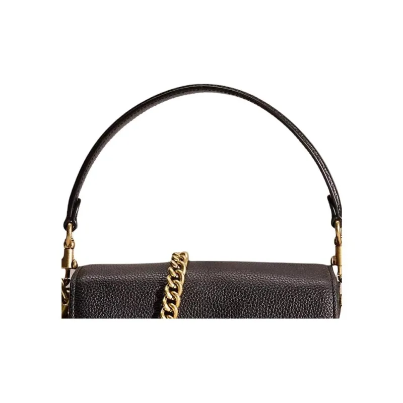 COACH Cassie Polished Pebbled Leather Handbag Shoulder Bag Crossbody Bag Small Size Women's Black-1