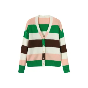 EICHITOO Sweater Women's Medium Green Stripes