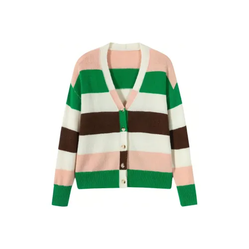 EICHITOO Sweater Women's Medium Green Stripes