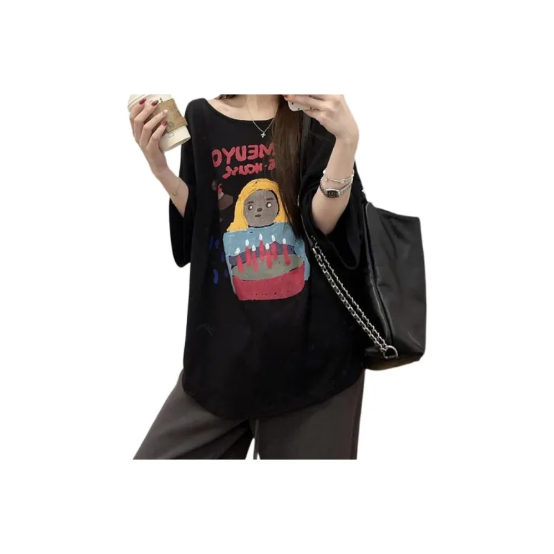 Mu Xiao Xin Drop Shoulder Sleeve T Shirt Women's-4