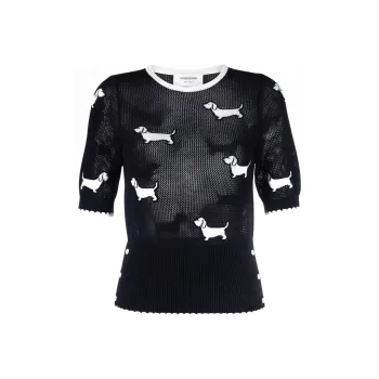 THOM BROWNE Hector Icon Knit Crewneck Top