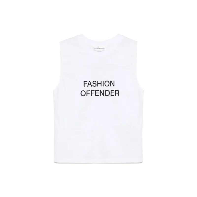 Victoria Beckham Slogan Printed Crewneck Tank Top-0