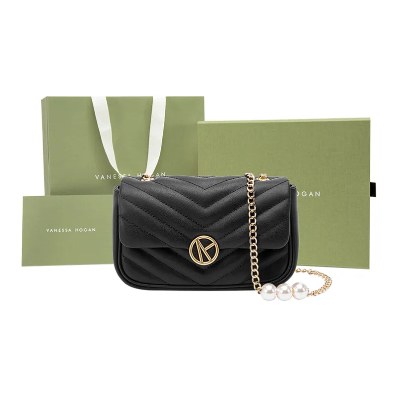 VANESSA HOGAN Cow Leather Crossbody Bags Shoulder Bags Regular Women's Ecru/Black-5