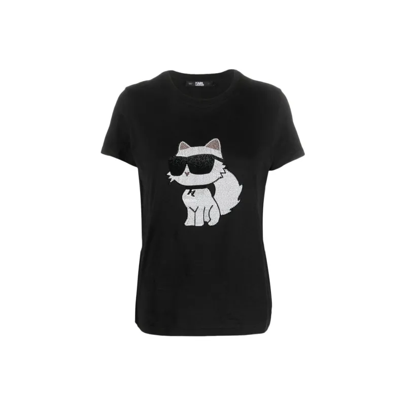 KARL LAGERFELD / Karl Lagerfeld Jeans Ikonik 2.0 Choupette Embellished Crewneck T-Shirt-7