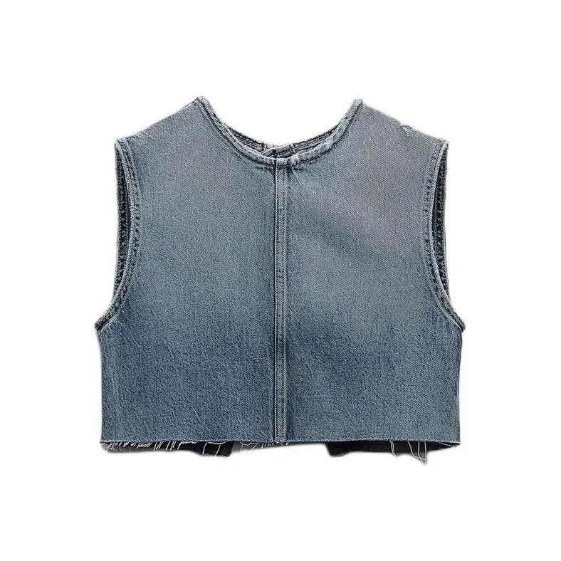 ZARA Crop Tops Women's Blue-0