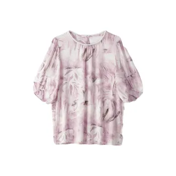 PIERRE CARDIN Puff Sleeve T Shirt Women's Purple