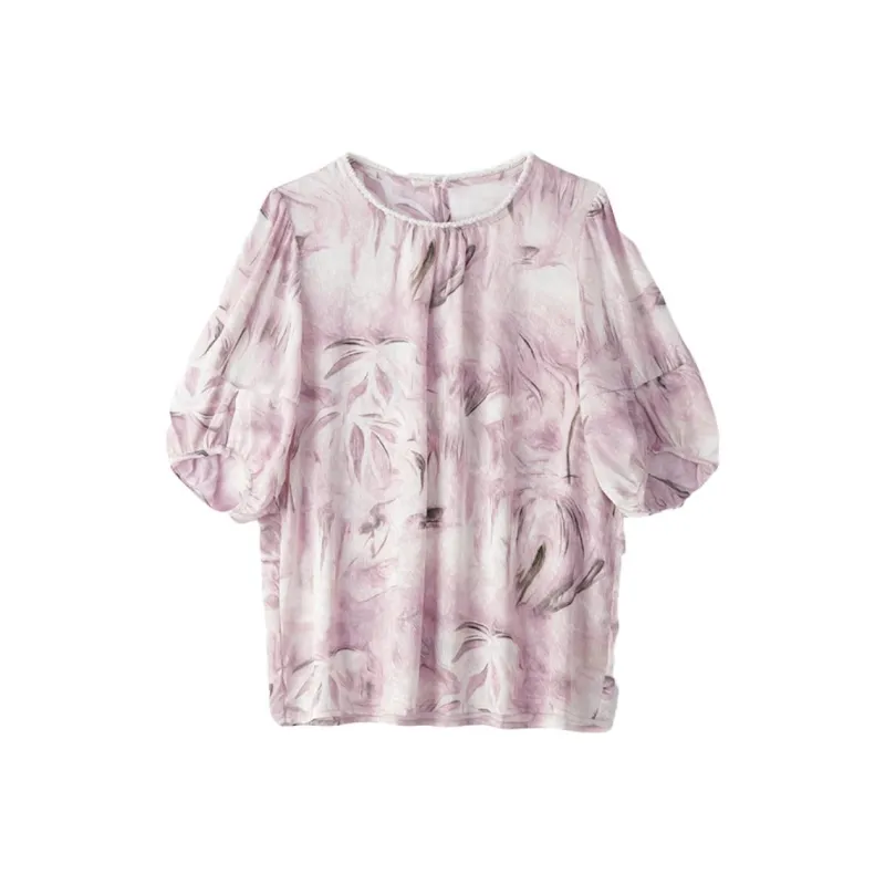 PIERRE CARDIN Puff Sleeve T Shirt Women's Purple-0