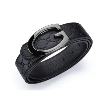 Jeccieziio Top Grain Cow Leather Smooth Buckle Belt Men's 3.8cm Greeting Card Writing Service, Photo Printing Included
