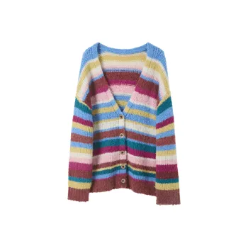 3COLOUR Sweater Women's Sky Blue Stripes