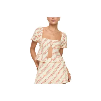 PRINCESS POLLY PASSIONFRUIT LINEN BLEND TOP Crop Tops Women's MULTI/Multicolor