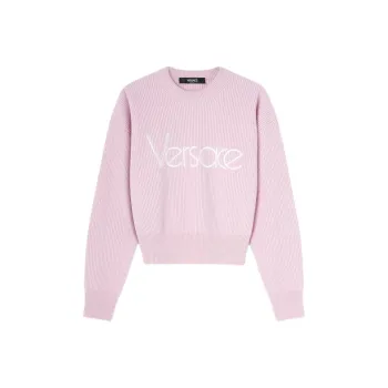 VERSACE Logo Embroidered Knitted Jumper