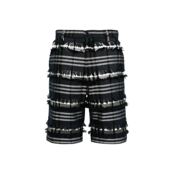 HENRIK VIBSKOV Check-print Frayed Shorts