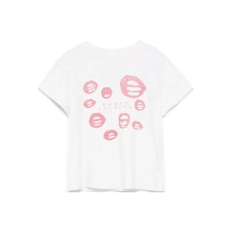 RE/DONE Graphic Lips Print Casual Top-0