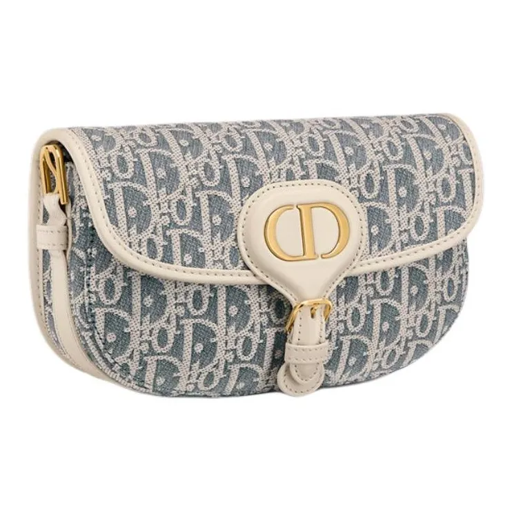 DIOR Bobby East West Cotton Shoulder Bag Unisex Blue-2